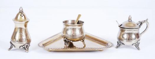 3db-os, ezüstözött alpakka fűszertartókészlet / 
3 pcs set of electro-plated nickel silver salts