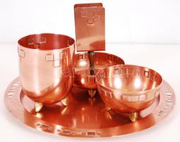 cca 1920 Art deco vörösréz cigarettázókészlet /  Art deco copper smoking accessories set