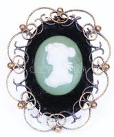 Bársonyra erősített kámea bronz keretben /  Cameo in bronze frame, 11x8,5cm