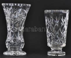Ólomkristály váza pár, csiszolt, metszett, hibátlan, m:17-20 cm, d:9-11 cm / Lead crystal vase
