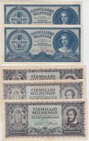 1946. 10.000.000MP (3x) színváltozatok + 1.000.000.000MP (2x) T:I-,II,II-,III