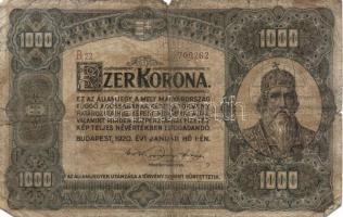 1920. 1000K "Orell Füssli Zürich" + 1923. 1000K "Magyar pénzjegynyomda Rt." T:II...