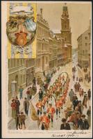 München, Schäfflertanz Theatinerstrasse 'Künstlerpostkarte No. 2145. von Ottmar Zieher' litho s: Paul Hey