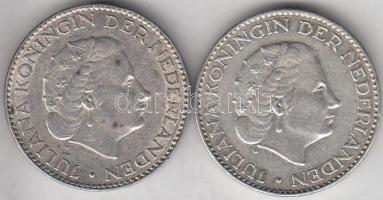 Hollandia 1954-1955. 1G Ag "Julianna" (2x) T:2,2- Netherlands 1954-1955. 1 Gulden Ag "Julianan" (2x) C:XF,VF