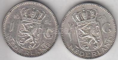 Hollandia 1954-1955. 1G Ag "Julianna" (2x) T:2,2-
Netherlands 1954-1955. 1 Gulden Ag &quot...