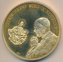 Bognár György (1944-) / Lebó Ferenc (1960-) 1991. "II.János Pál pápa látogatása - Budapest" aranyozott piefort emlékérem (65mm) T:PP ph. dísztokban