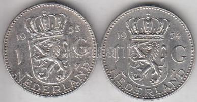 Hollandia 1954-1955. 1G Ag "Julianna" (2x) T:2,2-
Netherlands 1954-1955. 1 Gulden Ag &quot...
