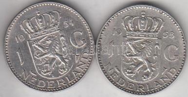 Hollandia 1954-1955. 1G Ag "Julianna" (2x) T:2,2-
Netherlands 1954-1955. 1 Gulden Ag &quot...