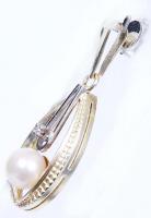 14ct arany (Au) medál sósvízi gyönggyel és brillel / 
14K gold pendant with a saltwater cultured pea...