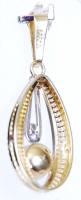 14ct arany (Au) medál sósvízi gyönggyel és brillel / 
14K gold pendant with a saltwater cultured pea...