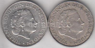 Hollandia 1955. 1G Ag "Julianna" (2x) T:2,2- Netherlands 1955. 1 Gulden Ag "Julianan" (2x) C:XF,VF