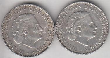 Hollandia 1957. 1G Ag "Julianna" (2x) T:2,2- Netherlands 1957. 1 Gulden Ag "Julianan" (2x) C:XF,VF