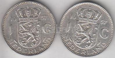 Hollandia 1957. 1G Ag "Julianna" (2x) T:2,2-
Netherlands 1957. 1 Gulden Ag "Julianan&...