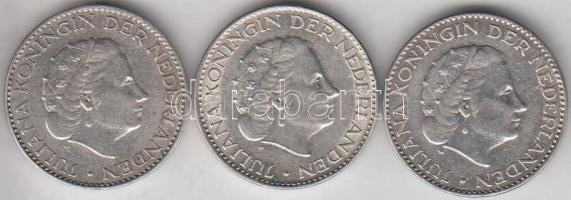 Hollandia 1955-1965. 1G Ag "Julianna" (3xklf) T:2,2- Netherlands 1955-1965. 1 Gulden Ag "Julianan" (3xdiff) C:XF,VF