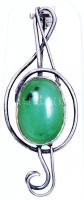 Violinkulcs alakú ezüst (Ag) medál jádekővel /  Silver pendant with jade stone, 5,5cm, br: 6,8gr