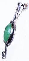 Violinkulcs alakú ezüst (Ag) medál jádekővel / 
Silver pendant with jade stone, 5,5cm, br: 6,8gr