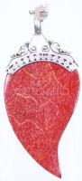 Korall medál ezüst (Ag) foglalatban /  Coral pendant in silver frame, 6cm, br: 5,5gr