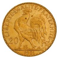 Franciaország/Modern Köztársaság 1901. 20Fr Au "Kakas" (6.46g/0.900) T:1-,2
France/Modern ...