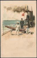 Torpedo Lancierrohr, Meissner & Buch litho, artist signed