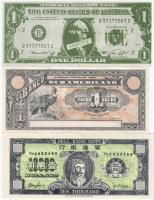 3 klf fantázia, illetve égetési pénz (USA, Kína, Ekvádor) T:I