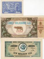 Románia 3 klf régi bankjegy hamisítványai T:I,II