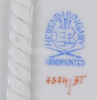 Herendi áttört virágos tálca, kézzel festett, jelzett, hibátlan, 18×18 cm/ Herend porcelain basket