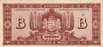 1946. 100.000B.-Pengő a rajta ábrázolt hölgy eredeti aláírásával és a hozzátartozó történet leírásáv...