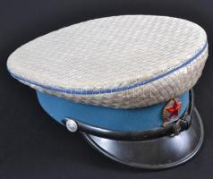 Cca 1970 rendőr tiszti sapka, zománc jelvénnyel, méret:54