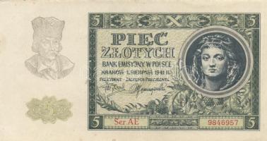 Lengyelország 1940-1941. 5Zl + 20Zl + 50Zl T:III,III- Poland 1940-1941. 5 Zlotych + 20 Zlotych + 50 Zlotych C:F,VG