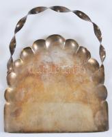 Alpakka morzsalapát, csavart fogóval, jelzett, 23×18 cm