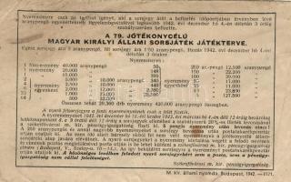 1942. Jótékonysági fél-sorsjegy 1,50aranyp. névértékben T:II/III