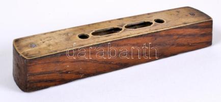 Régi, fa és réz vízmérték /  Vintage spirit level, 15cm