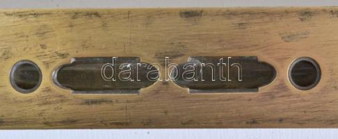 Régi, fa és réz vízmérték / 
Vintage spirit level, 15cm