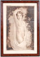 Prihoda István (1891-1956): Fürdőzők. Rézkarc, papír, jelzett, üvegezett keretben, 51x35cm