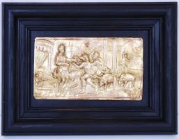 Jelzés nélkül: Mitológiai jelenet. Bronzírozott fém dombormű, keretben, 16x21cm