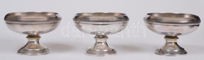 3 db atr-deco fagyi kehely, jelzett alpakka, m:8 cm, d: 11 cm / Eis chalice, metal