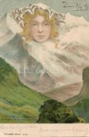 1898 Mountain faces, a virgin without peer, humour, F. Killinger, No. 111, litho (EK)