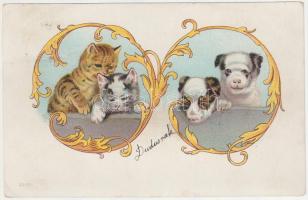 Cats and dogs, litho (Rb)
