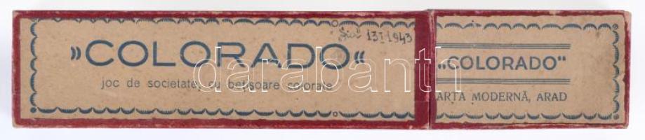 cca 1940 Colorado, román mikádó játék leírással, eredeti dobozában /  Colorado, Rumanian Mikado game with description, in original box