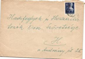 Inflation cover, (6. díjszabás) Helyi levél Betűs I. Hl.I./50f bérmentesítéssel