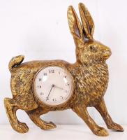 Réz nyuszis óratartó D.R.P.a órával, 22×20 cm