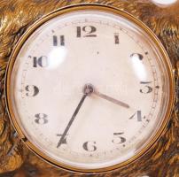 Réz nyuszis óratartó D.R.P.a órával, 22×20 cm