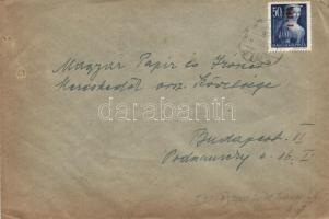 domestic cover franking, (6. díjszabás) Helyi levél Betűs I. Hl.I./50f bérmentesítéssel