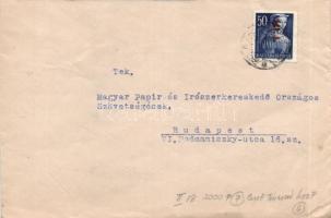 domestic cover franking, (6. díjszabás) Helyi levél Betűs I. Hl.I./50f bérmentesítéssel