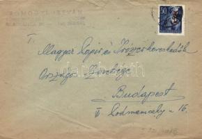 domestic cover franking, (6. díjszabás) Helyi levél Betűs I. Hl.I./50f bérmentesítéssel