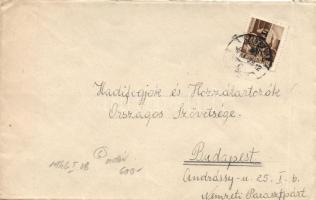 Inflation cover, 1946 (6. díjszabás) Távolsági levél Betűs I. Tl.I./10f bérmentesítéssel