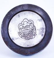 Túra jelvény ábrázoló pecsétdúc, öntött vas a lemez betéttel, d:7 cm