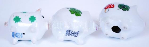 3db porcelán szerencsemalacka / 
Lucky piggies, cca 6cm