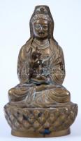Gyógyító Buddha réz szobor, préselt, jelzés nélkül, m:15 cm, sz:9 cm/ Buddha bronz statue