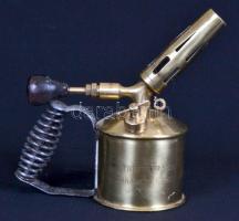 Cca 1910, svéd forrasztólámpa, réz-fém, ráforrasztott fogóval, jelzett, jó állapotban, h:16 cm, m:16 cm